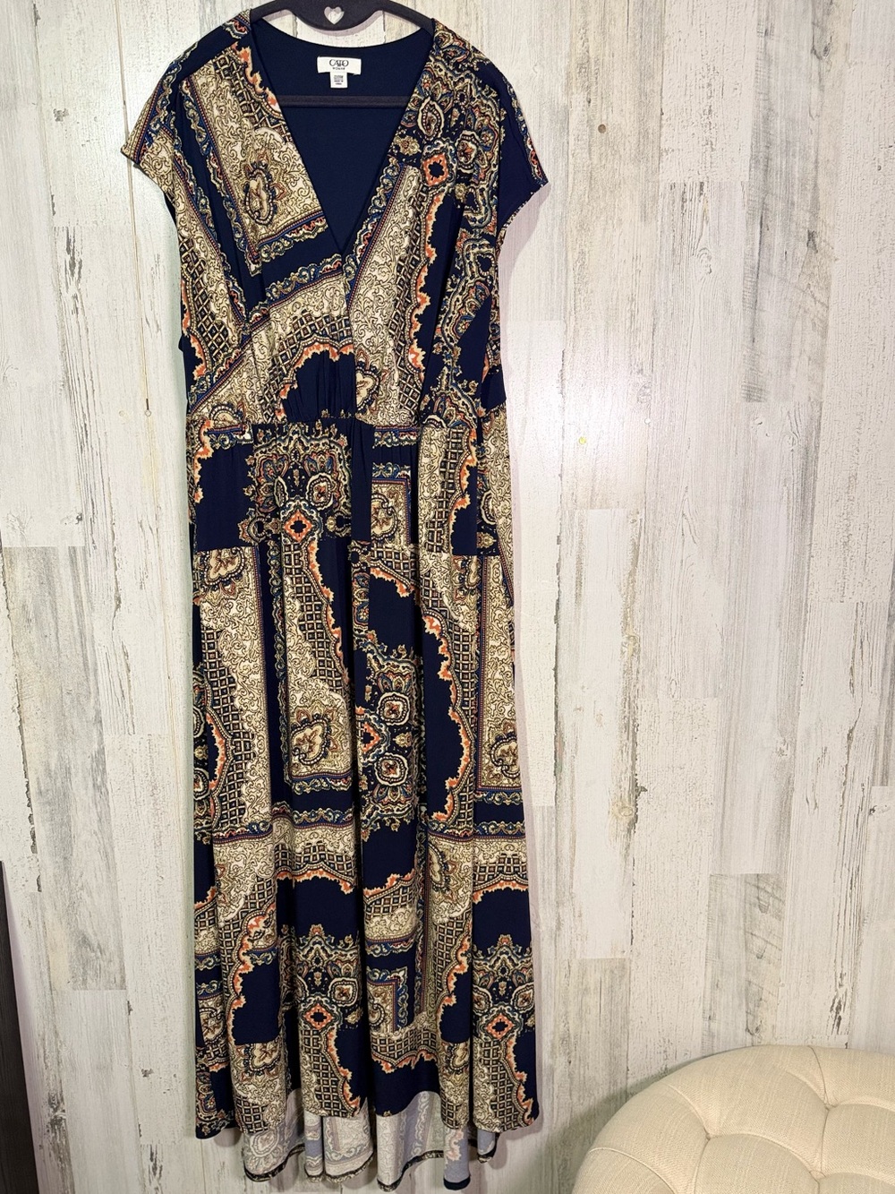 Cato Woman Paisley Patchwork V-Neck Maxi Dress Size 22W 24W Plus⁠ - Picture 2 of 8